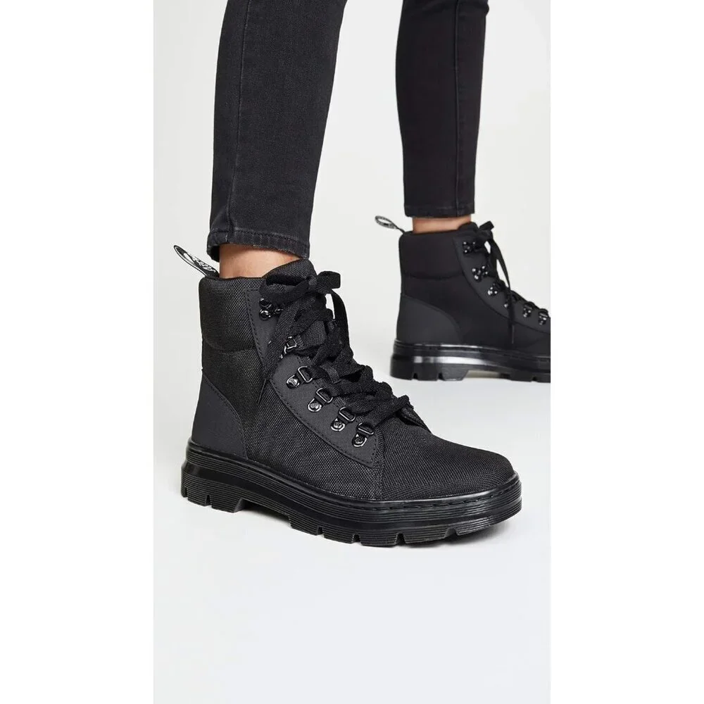 Women's Black 100% Polyster Outdoor Combs W Lace Up Ankle boots